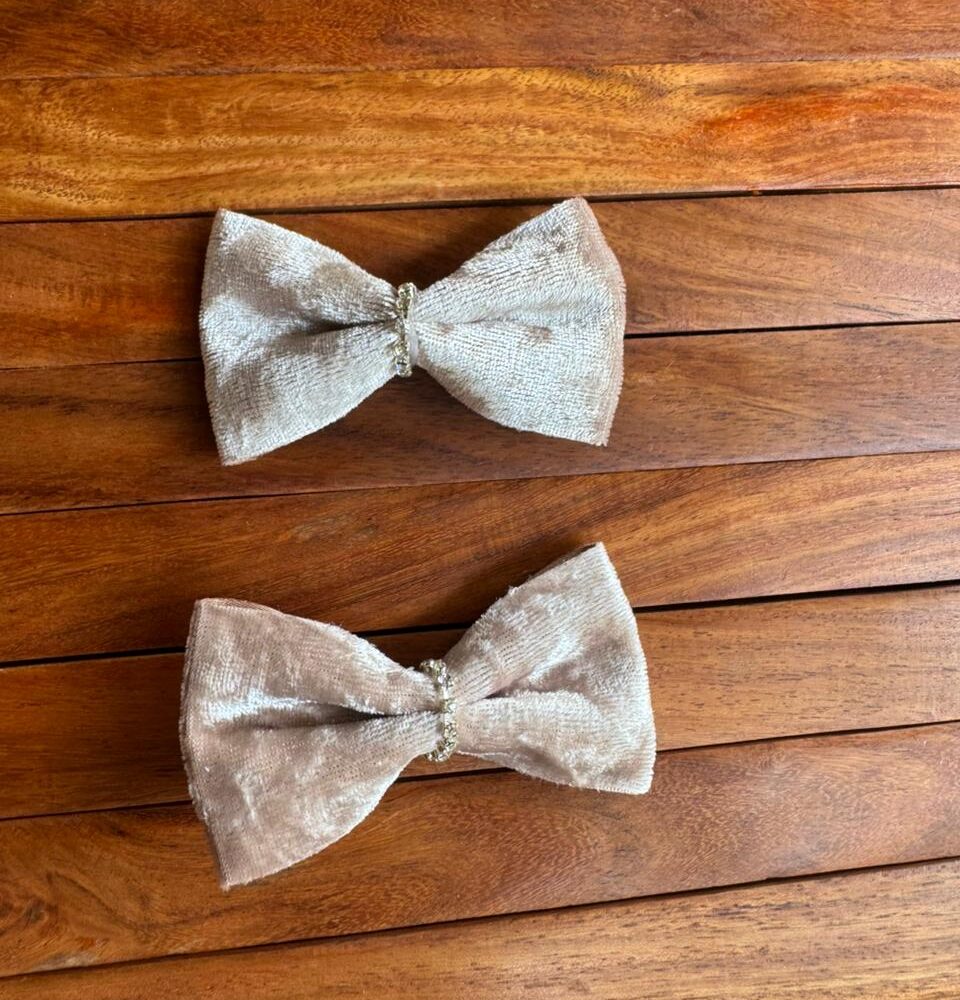 Velvet Mini Bow Set Silver
