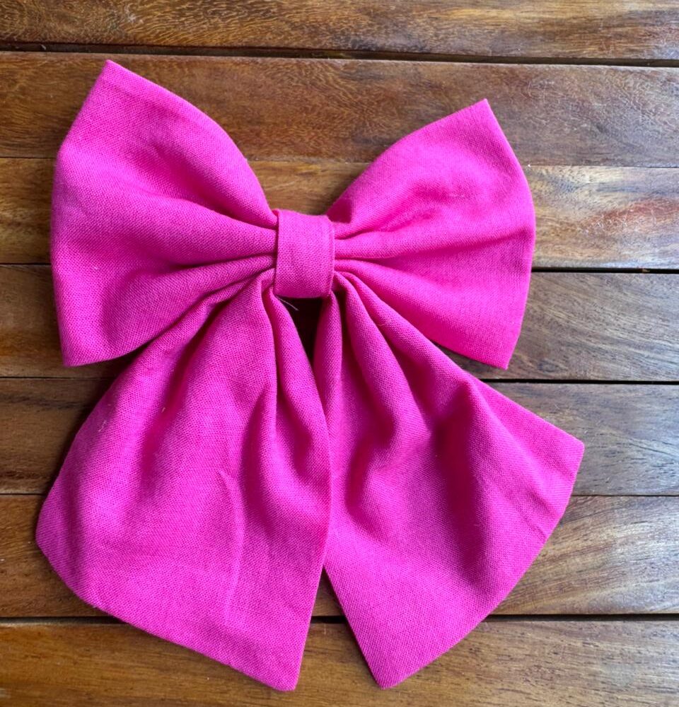 Cotton Tial Bow Bright Pink